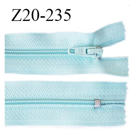 Fermeture zip 20 cm non séparable couleur bleu ciel glissière nylon invisible largeur 5 mm longueur 20 cm prix à l'unité