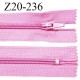 Fermeture zip 20 cm non séparable couleur rose glissière nylon invisible largeur 5 mm longueur 20 cm prix à l'unité