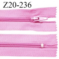 Fermeture zip 20 cm non séparable couleur rose glissière nylon largeur 5 mm longueur 20 cm prix à l'unité