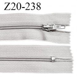 Fermeture zip 20 cm non séparable couleur gris perle glissière nylon largeur 5 mm longueur 20 cm prix à l'unité