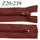 Fermeture zip 20 cm non séparable couleur rouge brun glissière nylon invisible largeur 5 mm longueur 20 cm prix à l'unité