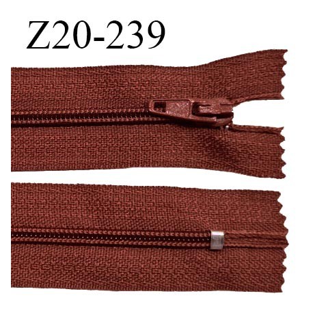 Fermeture zip 20 cm non séparable couleur rouge brun glissière nylon invisible largeur 5 mm longueur 20 cm prix à l'unité