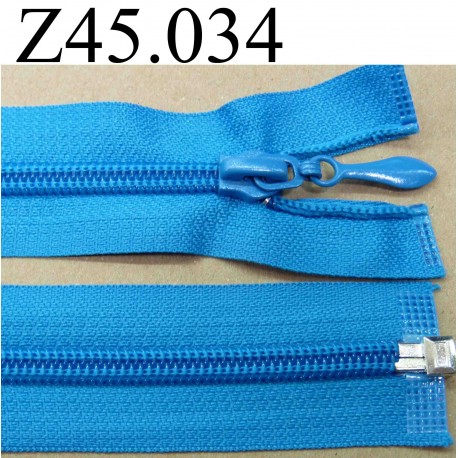 fermeture éclair longueur 45 cm couleur bleu turquoise séparable zip nylon largeur 3.2 cm largeur du zip 6.5 mm curseur métal