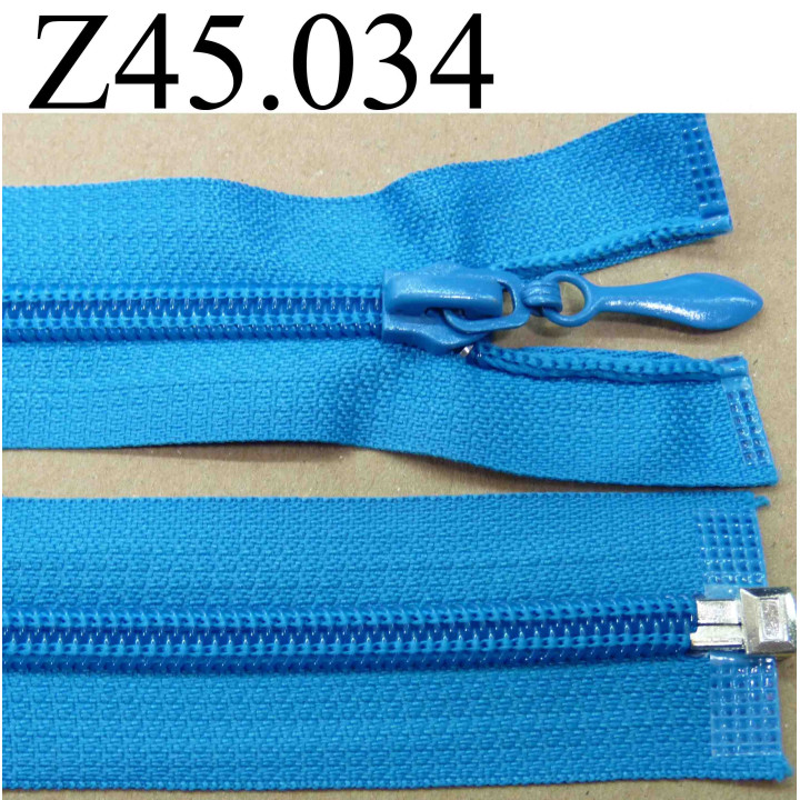 fermeture éclair longueur 45 cm couleur bleu turquoise séparable zip nylon  largeur 3.2 cm largeur du zip 6.5 mm curseur métal
