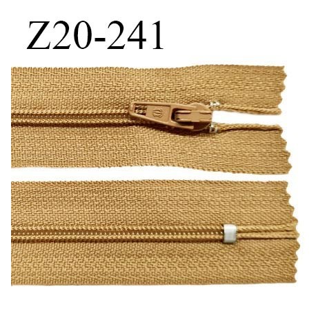 Fermeture zip 20 cm non séparable couleur ocre glissière nylon invisible largeur 5 mm longueur 20 cm prix à l'unité