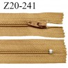 Fermeture zip 20 cm non séparable couleur ocre glissière nylon invisible largeur 5 mm longueur 20 cm prix à l'unité