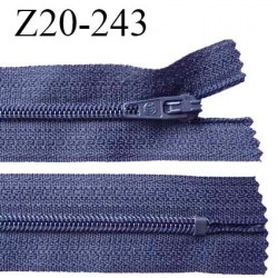 Fermeture zip 20 cm non séparable couleur bleu gris glissière nylon largeur 5 mm longueur 20 cm prix à l'unité