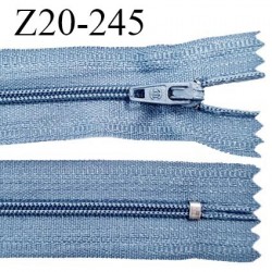 Fermeture zip 20 cm non séparable couleur bleu glissière nylon invisible largeur 5 mm longueur 20 cm prix à l'unité