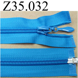 fermeture éclair longueur 35 cm couleur bleu turquoise séparable zip nylon  largeur 3.2 cm largeur du zip 6.5 mm curseur métal