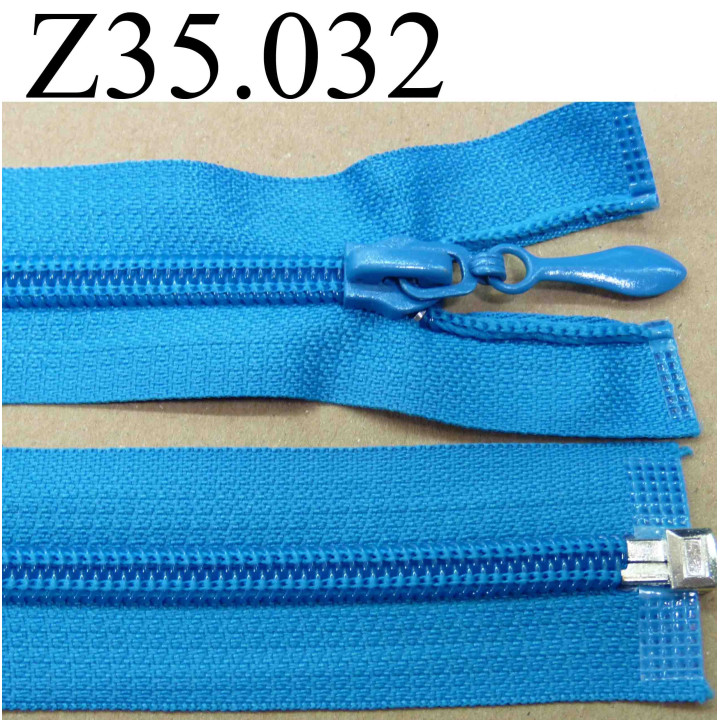 fermeture éclair longueur 35 cm couleur bleu turquoise séparable zip nylon  largeur 3.2 cm largeur du zip 6.5 mm curseur métal