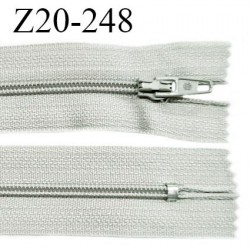 Fermeture zip 20 cm non séparable couleur gris clair glissière nylon invisible largeur 5 mm longueur 20 cm prix à l'unité