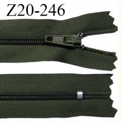 Fermeture zip 20 cm non séparable couleur vert kaki glissière nylon invisible largeur 5 mm longueur 20 cm prix à l'unité