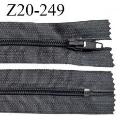 Fermeture zip 20 cm non séparable couleur gris foncé glissière nylon invisible largeur 5 mm longueur 20 cm prix à l'unité