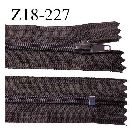 Fermeture zip 18 cm non séparable couleur chocolat foncé largeur 2.7 cm zip nylon longueur 18 cm prix à l'unité