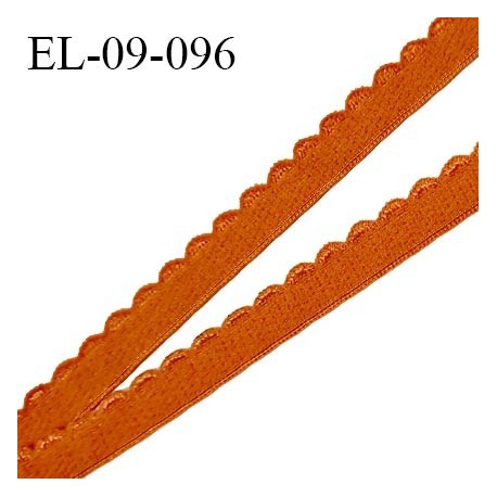 Elastique picot 9 mm lingerie couleur orange cuivrée largeur 9 mm haut de gamme prix au mètre