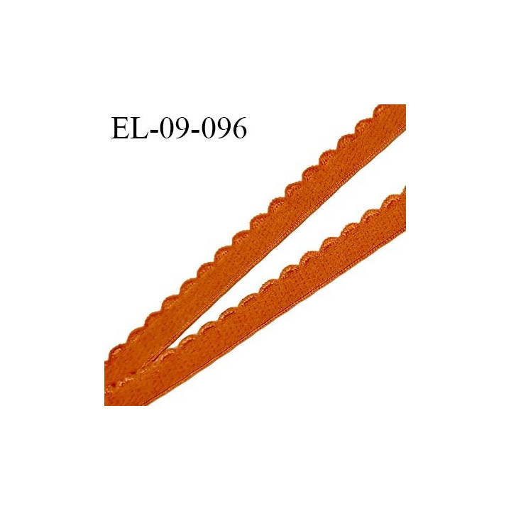 Elastique picot 9 mm lingerie couleur orange cuivrée largeur 9 mm haut de gamme prix au mètre