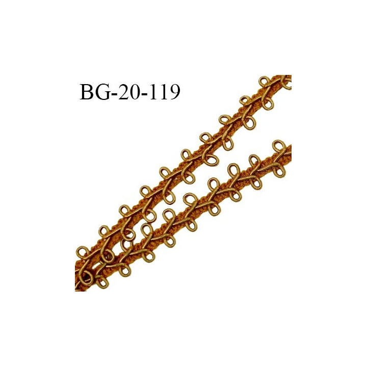 Galon boutonnière 20 mm couleur caramel largeur de la bande 8 mm largeur totale 20 mm prix au mètre