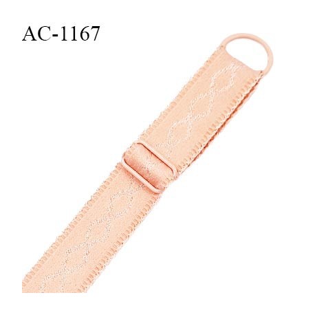 Bretelle lingerie SG 19 mm très haut de gamme couleur pêche avec 1 barrette 1 anneau longueur 30 cm prix à l'unité