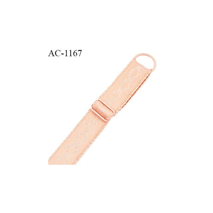 Bretelle lingerie SG 19 mm très haut de gamme couleur pêche avec 1 barrette 1 anneau longueur 30 cm prix à l'unité