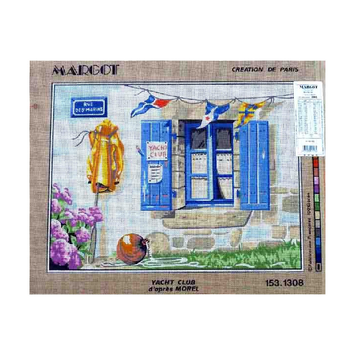 Canevas à broder 40 x 50 cm marque MARGOT création de Paris Thème la mer yacht club d'après Morel