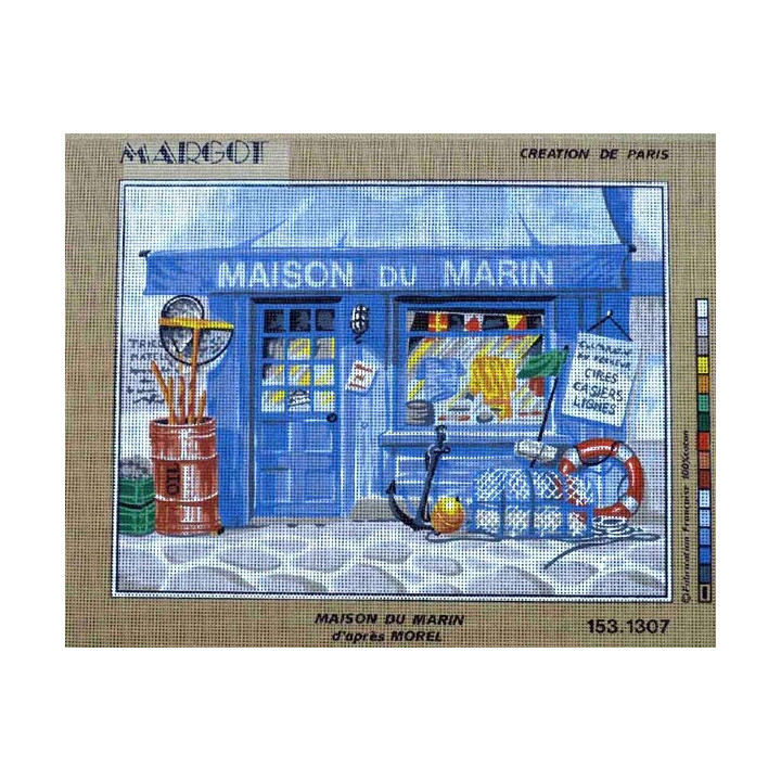 Canevas à broder 40 x 50 cm marque MARGOT création de Paris Thème la mer MAISON DU MARIN d'après Morel
