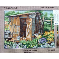 Canevas à broder 40 x 50 cm marque MARGOT création de Paris Thème NATURE cabane de jardin d'après Graniou