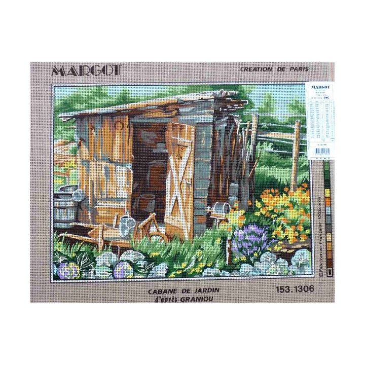 Canevas à broder 40 x 50 cm marque MARGOT création de Paris Thème NATURE cabane de jardin d'après Graniou