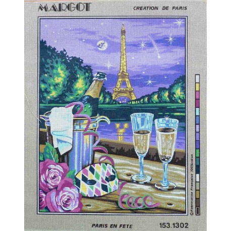 Canevas à broder 40 x 50 cm marque MARGOT création de Paris Thème PARIS EN FETE fabrication française
