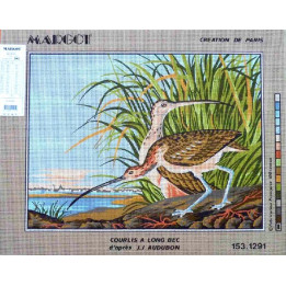 Canevas à broder 40 x 50 cm marque MARGOT création de Paris Thème OISEAUX les courlis à long bec fabrication française