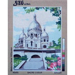 Canevas à broder 40 x 50 cm marque SEG de Paris Thème PARIS le sacré coeur fabrication française