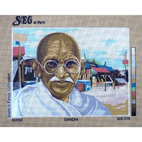 Canevas à broder 40 x 50 cm marque MARGOT création de Paris Thème GHANDI fabrication française