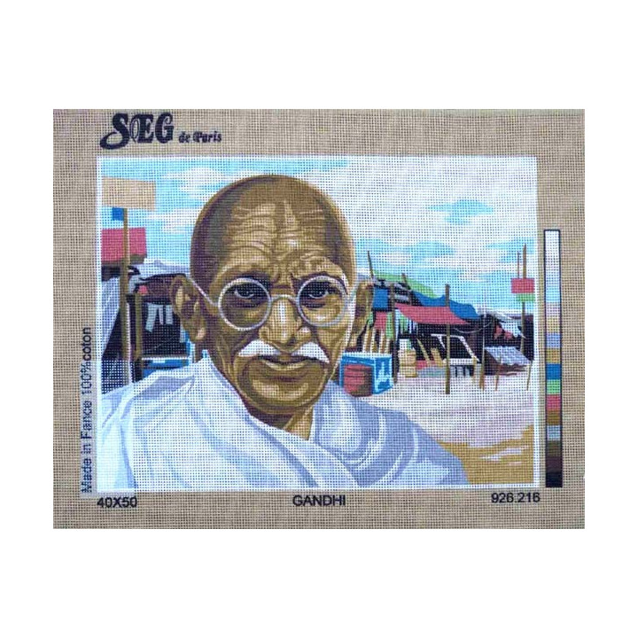 Canevas à broder 40 x 50 cm marque MARGOT création de Paris Thème GHANDI fabrication française