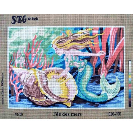 Canevas à broder 40 x 50 cm marque SEG de Paris Thème CONTES ET LEGENDES fée des mers