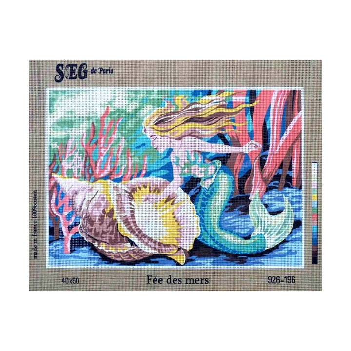Canevas à broder 40 x 50 cm marque SEG de Paris Thème CONTES ET LEGENDES fée des mers