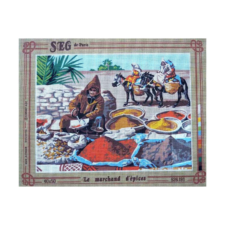 Canevas à broder 40 x 50 cm marque SEG de Paris Thème ORIENT le marchand d'épices fabrication française