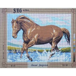 Canevas à broder 40 x 50 cm marque SEG de Paris Thème ANIMAUX cheval fougueux fabrication française