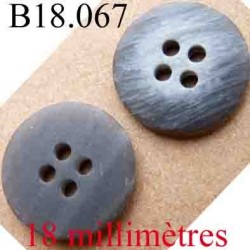 bouton 18 mm couleur gris et marbré gris clair vainé 4 trous diamètre 18 mm