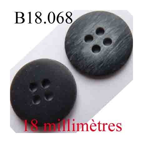 bouton 18 mm couleur gris anthracite et  marbré gris foncé vainé 4 trous diamètre 18 mm