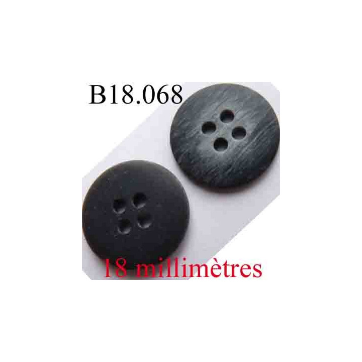 bouton 18 mm couleur gris anthracite et  marbré gris foncé vainé 4 trous diamètre 18 mm