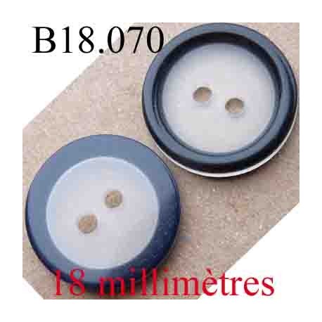 bouton 18 mm couleur noir et transparent 2 trous diamètre 18 mm