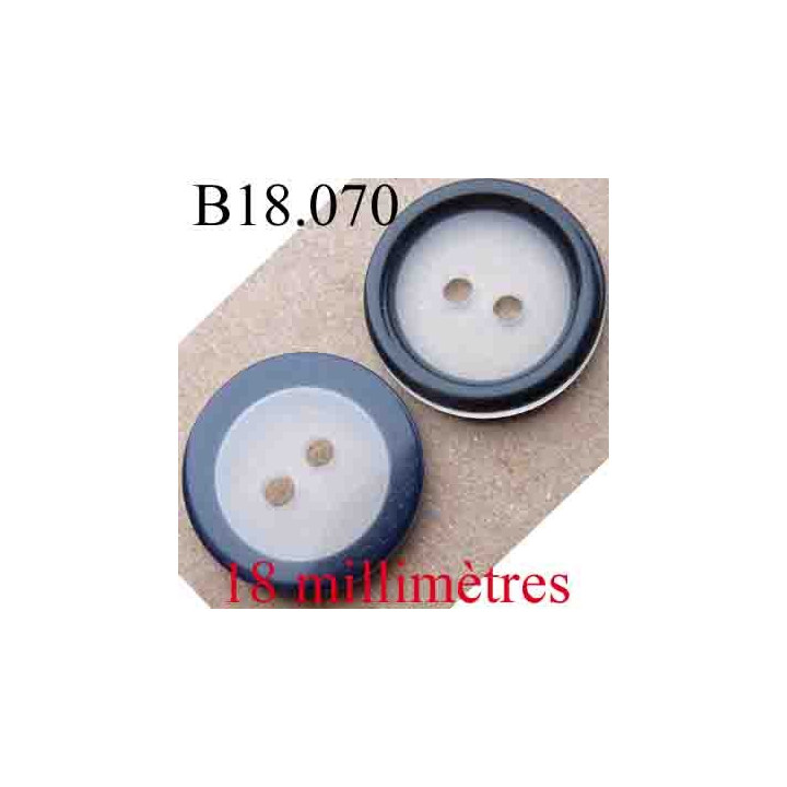 bouton 18 mm couleur noir et transparent 2 trous diamètre 18 mm