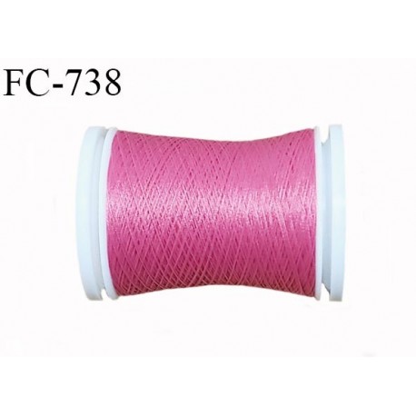 Bobine 500 m fil mousse polyester n° 110 couleur rose malabar longueur 500 mètres bobiné en France