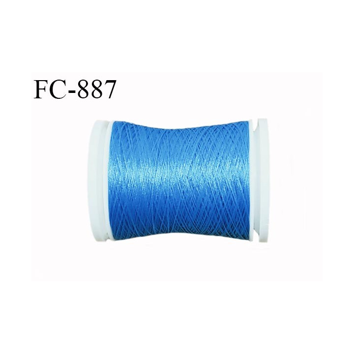 Bobine 500 m fil mousse polyester n° 110 couleur bleu longueur 500 mètres  bobiné en France