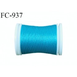 Bobine 500 m fil mousse polyester n° 110 couleur bleu turquoise longueur 500 mètres  bobiné en France