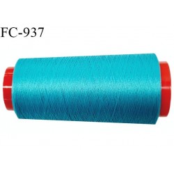 Cone 1000 m fil mousse polyester fil n° 110 couleur bleu turquoise longueur 1000 mètres bobiné en France