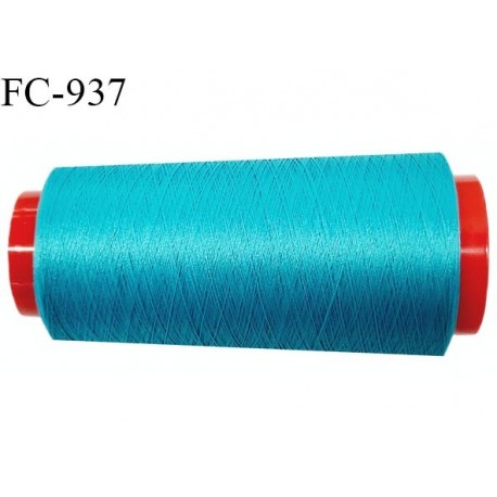 Cone 1000 m fil mousse polyester fil n° 110 couleur bleu turquoise longueur 1000 mètres bobiné en France