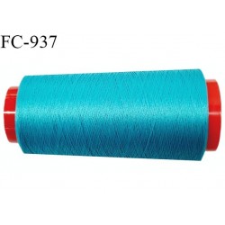 Cone 2000 m fil mousse polyester fil n° 110 couleur bleu turquoise longueur 2000 mètres bobiné en France