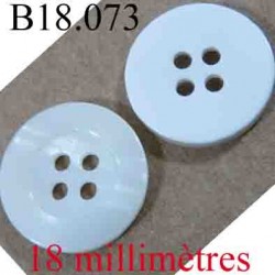 bouton 18 mm couleur blanc et blanc nacré 4 trous diamètre 18 mm