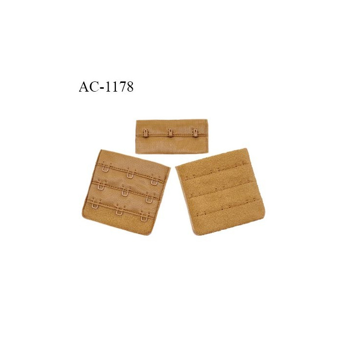 Agrafe 57 mm attache SG haut de gamme couleur havane 3 rangées 3 crochets largeur 57 mm fabriqué en France prix à l'unité