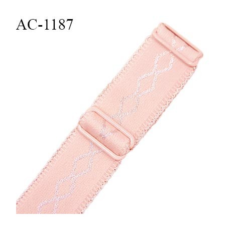 Bretelle lingerie SG 24 mm très haut de gamme couleur pêche avec 2 barrettes largeur 24 mm longueur 30 cm prix à l'unité